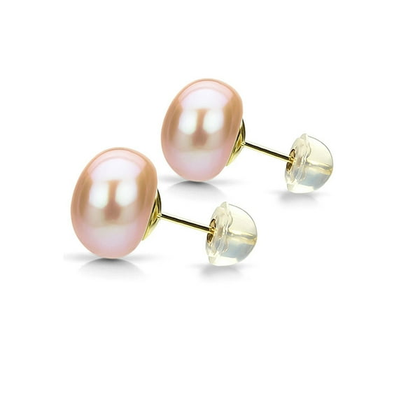 ADDURN 7-8mm Pink Cultured Freshwater AAA High-Luster 14kt Yellow Gold over Silver Earrings with Beautiful Gift Box