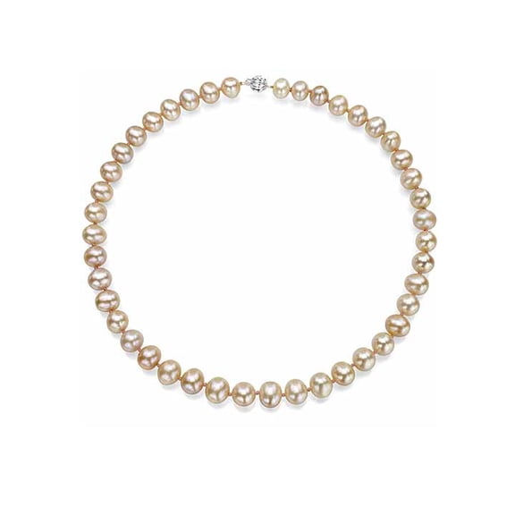 ADDURN 7-8mm Pink Genuine Cultured Freshwater Pearl 18" Necklace and Sterling Silver Ball Clasp