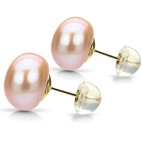 ADDURN 8-9mm Pink Cultured Freshwater AAA High-Luster 14kt Yellow Gold over Silver Earrings with Beautiful Gift Box