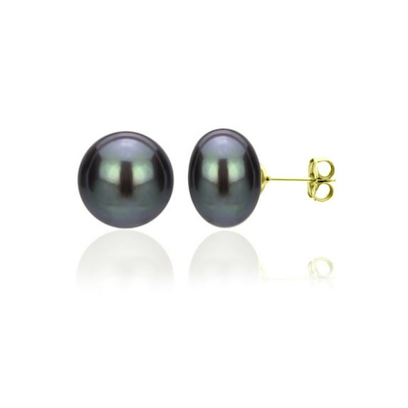 ADDURN Black Cultured Freshwater AAA High-Luster 14kt Yellow Gold over Silver Earrings with Beautiful Gift Box