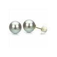 thumbnail image 1 of ADDURN Grey Perfect Round High-Luster Freshwater Pearl 14kt Yellow Gold Stud Earrings, 1 of 2