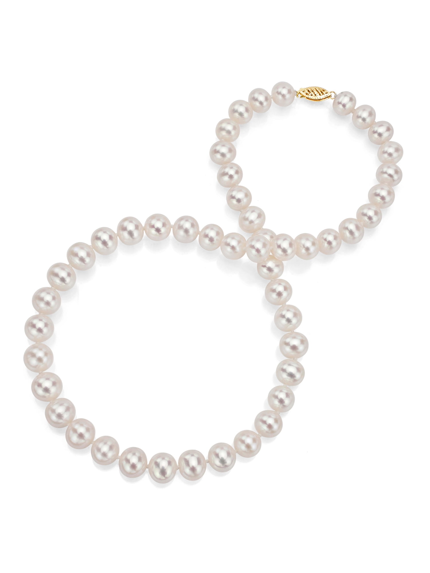 ADDURN Japanese Akoya Saltwater Cultured White Pearl 18kt Gold Necklace for Women, 18", 6.5mm x 7mm