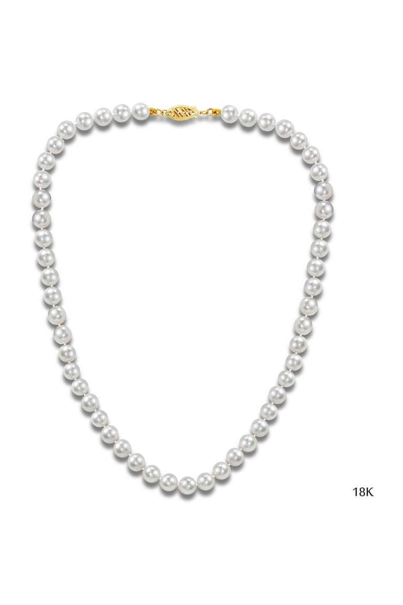 Japanese Akoya Saltwater Cultured White Pearl 18kt Gold Necklace for Women, 20", 8.5mm x 9mm