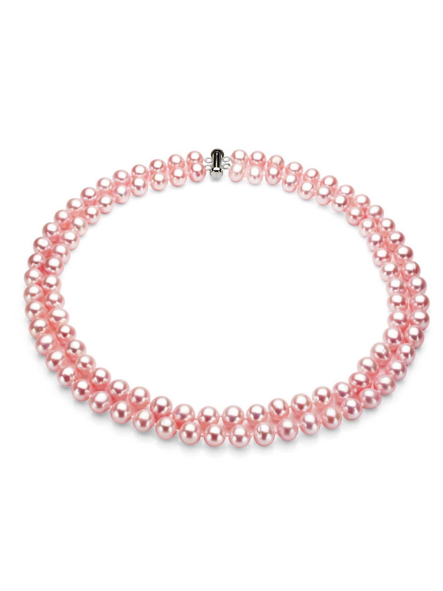 ADDURN Pink Freshwater Pearl Necklace for Women, Sterling Silver 2 Row ...
