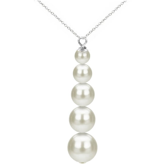 ADDURN Sterling Silver 4-8mm White Graduated Freshwater Pearl Pendant