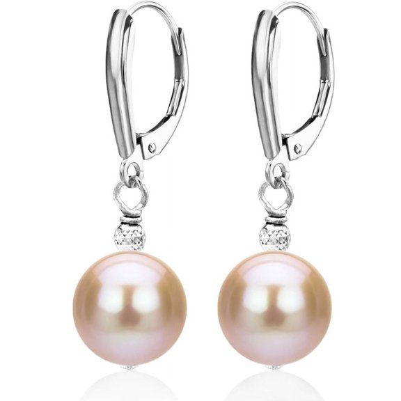 ADDURN Sterling Silver Pink Freshwater Pearl with Pyramid Beads/Shield Lever Back Earring. Variant Sizes Available.