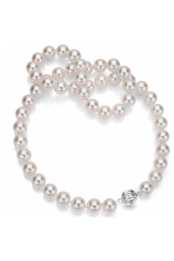 Ultra-Luster 11-12mm White Genuine Cultured Freshwater Pearl 18" Necklace and Sterling Silver Ball Clasp