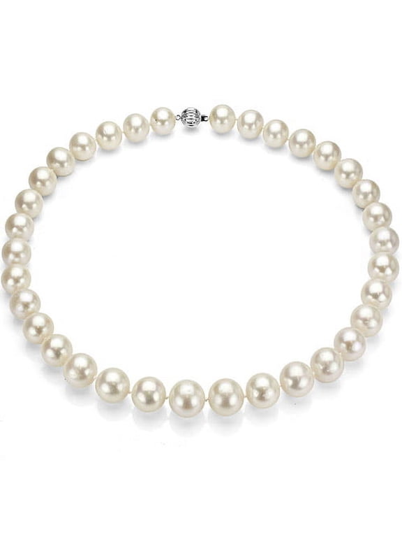 Ultra-Luster 5-6mm White Genuine Cultured Freshwater Pearl 18" Necklace and Sterling Silver Ball Clasp