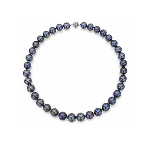 ADDURN Ultra-Luster 6-7mm Black Genuine Cultured Freshwater Pearl 18" Necklace and Sterling Silver Ball Clasp