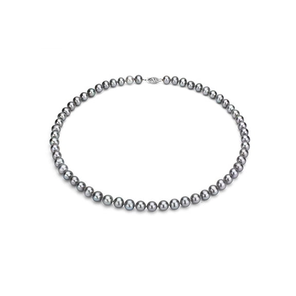 ADDURN Ultra-Luster 6-7mm Grey Genuine Cultured Freshwater Pearl 18" Necklace and Sterling Silver Filigree Clasp