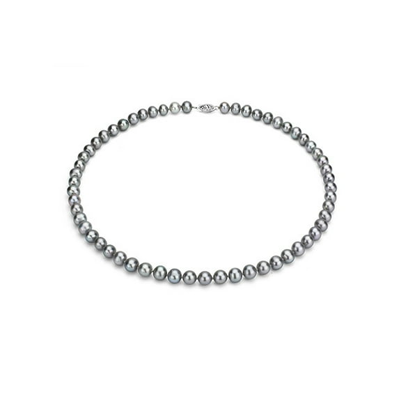 ADDURN Ultra-Luster 6-7mm Grey Genuine Cultured Freshwater Pearl 18" Necklace and Sterling Silver Filigree Clasp
