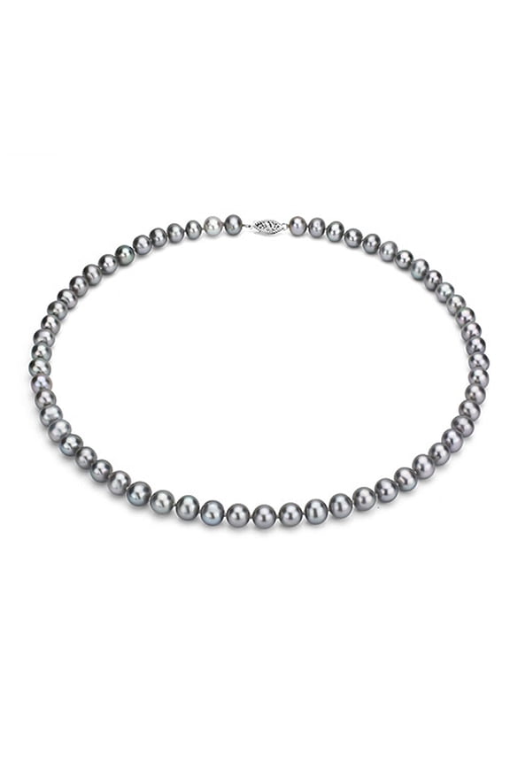 Ultra-Luster 6-7mm Grey Genuine Cultured Freshwater Pearl 18" Necklace and Sterling Silver Filigree Clasp
