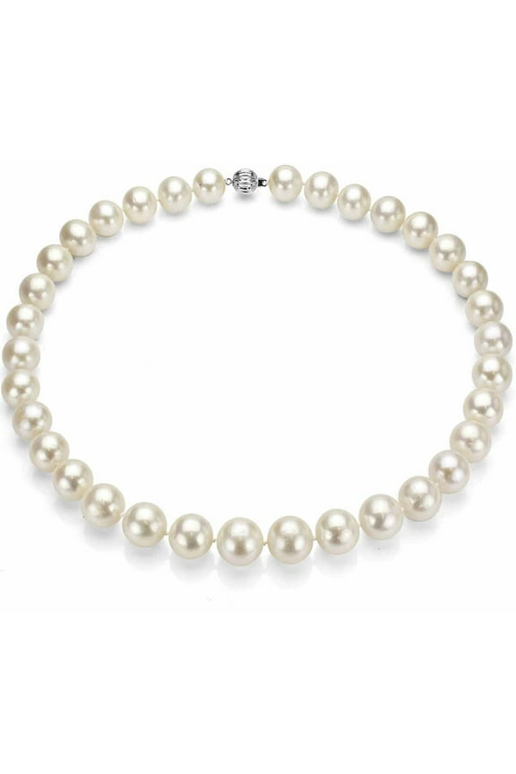 Ultra-Luster 6-7mm White Genuine Cultured Freshwater Pearl 18" Necklace and Sterling Silver Ball Clasp