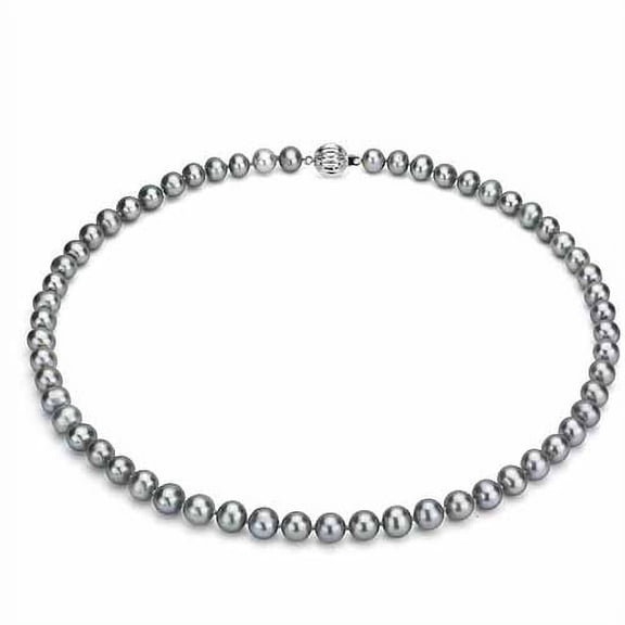 ADDURN Ultra-Luster 7-8mm Grey Genuine Cultured Freshwater Pearl 18" Necklace and Sterling Silver Ball Clasp