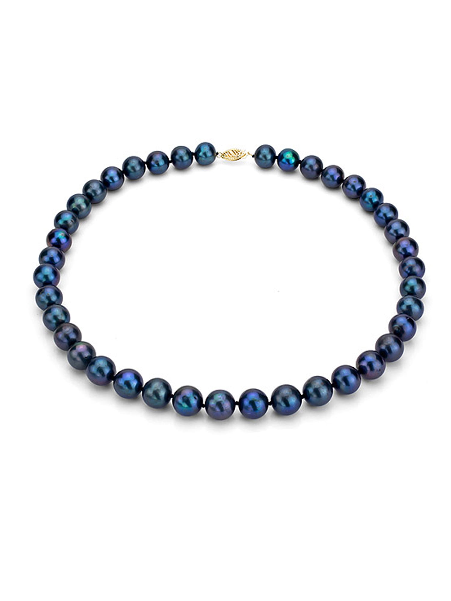 ADDURN Ultra-Luster 9-10mm Black Genuine Cultured Freshwater Pearl 18" Necklace and 14kt Yellow Gold Filigree Clasp