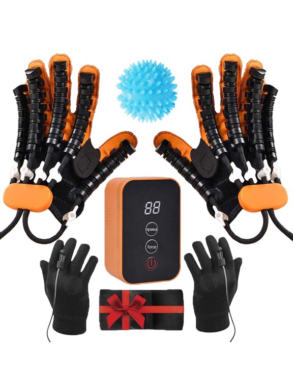 Robotic Rehabilitation Gloves, with Mirror Glove, Finger and Hand Function Robot Glove, Hand Strengthener Stroke Recovery Equipment (Left+Right Hand-M)
