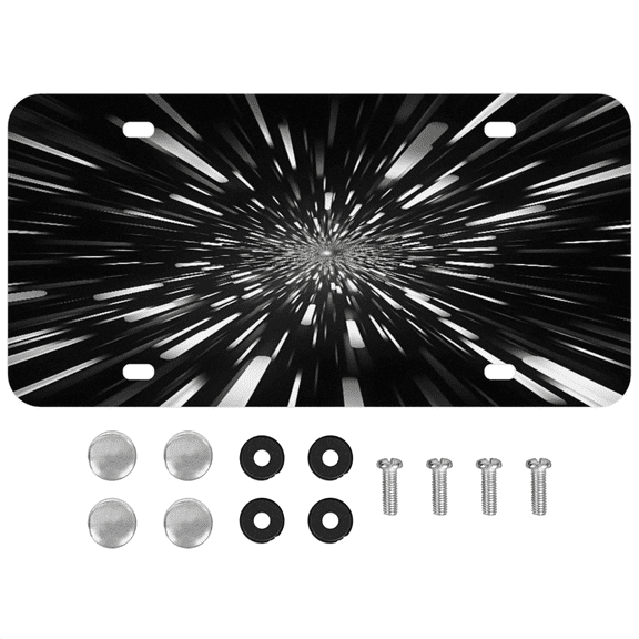 ADECORIVY Abstract Black Lines Art License Plate, Aluminum Decorative Novelty Vanity Tag with 4 Holes, Front Plate for Men Women Car Tag Accessories, 6 x 12 inch