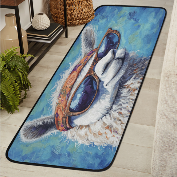 ADECORIVY Animal Alpaca Washable 2x6 Kitchen Runner Rug Hallway Runner Rug Non-Slip Floor Mat Funny Llama Carpet for Entryway Entrance Living Room Bedroom