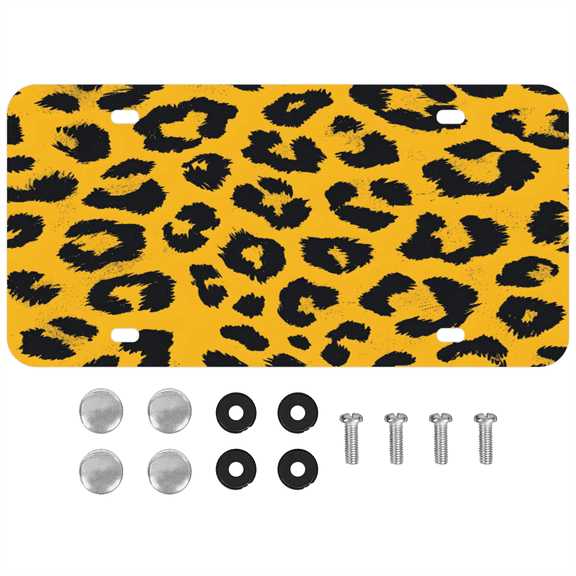 ADECORIVY Animal Leopard License Plate, Aluminum Decorative Novelty Vanity Tag with 4 Holes, Front Plate for Men Women Car Tag Accessories, 6 x 12 inch