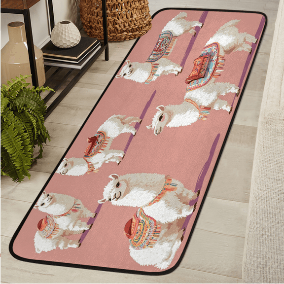 ADECORIVY Animals Alpaca Washable 2x6 Kitchen Runner Rug Hallway Runner Rug Non-Slip Floor Mat Llama Carpet for Entryway Entrance Living Room Bedroom