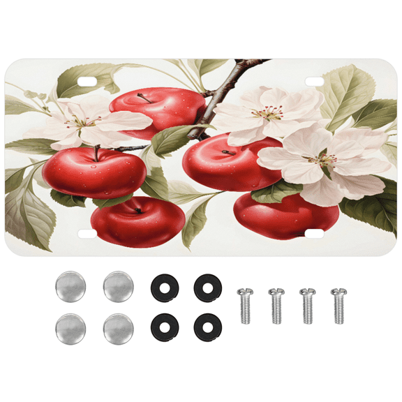 ADECORIVY Apples Flower License Plate, Aluminum Decorative Novelty Vanity Tag with 4 Holes, Front Plate for Men Women Car Tag Accessories, 6 x 12 inch