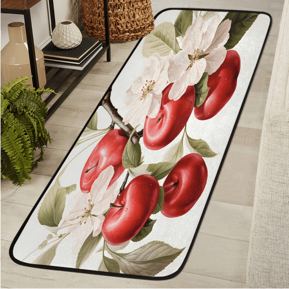 ADECORIVY Apples Flower Washable Runner Rug for Hallway 2x6 Kitchen Runner with Non Slip Backing Soft Low-Pile Floor Carpet for Entrance Living Room Bedroom