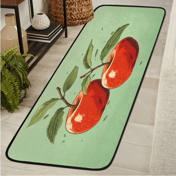 ADECORIVY Apples Fruit Washable Runner Rug for Hallway 2x6 Kitchen Runner with Non Slip Backing Soft Low-Pile Floor Carpet for Entrance Living Room Bedroom