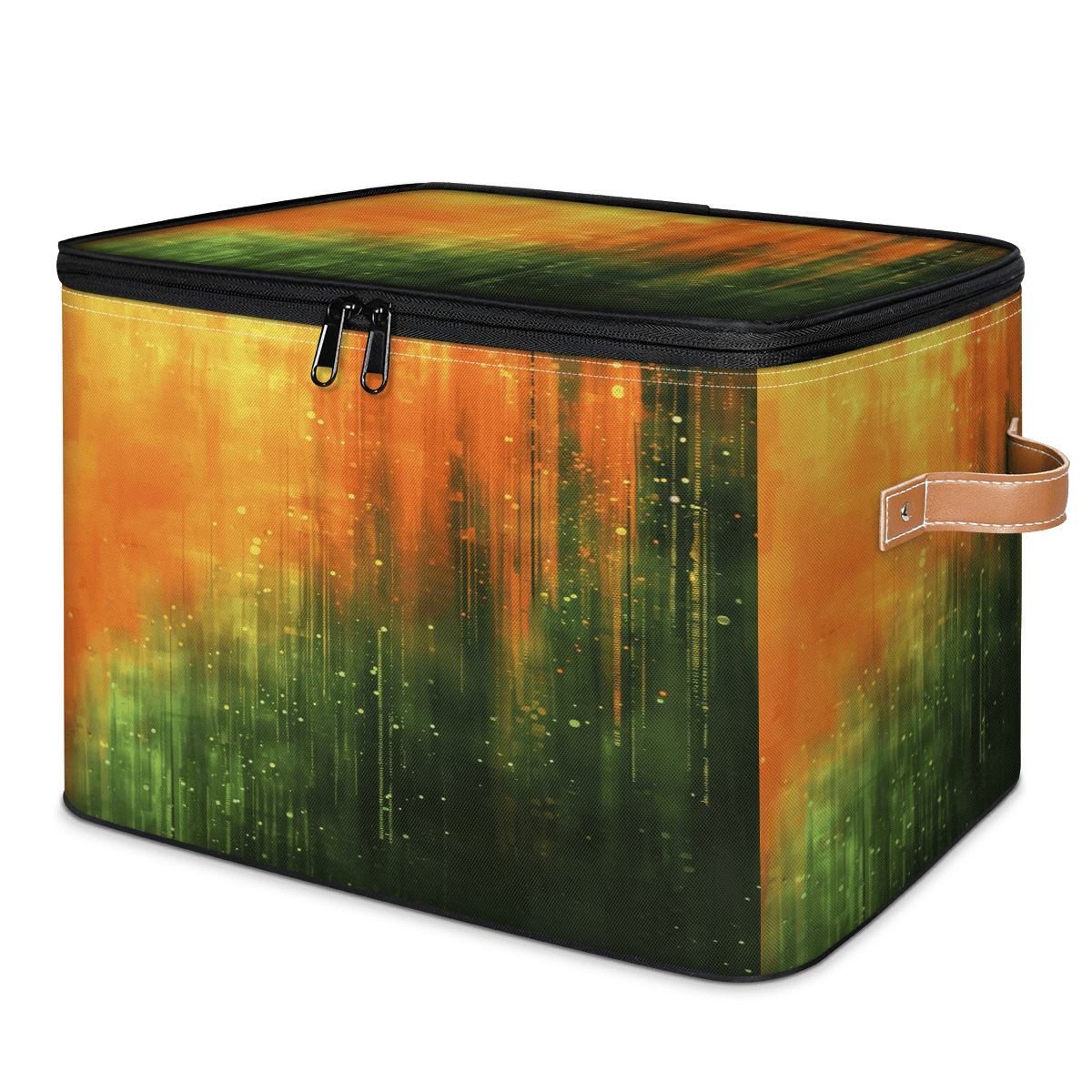 ADECORIVY Art Abstract Orange Green Storage Bin with Zipper Lid, Fabric ...