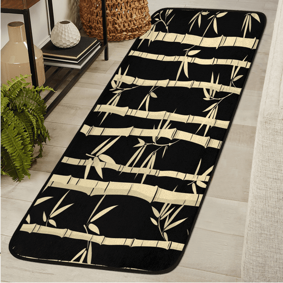 ADECORIVY Bamboos Pattern Hallway Runner Rug 2x6 Washable Kitchen Runner Non Slip Laundry Room Bathroom Rug Soft Carpet for Living Room Entryway Mat