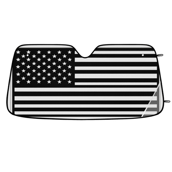 ADECORIVY Black American Flag Car Windshield Sun Shade, Front Window Car Sunshade Protector, Foldable UV Rays Sun Shield Visor Protector for SUV Truck Sedan, 55 x 27 in