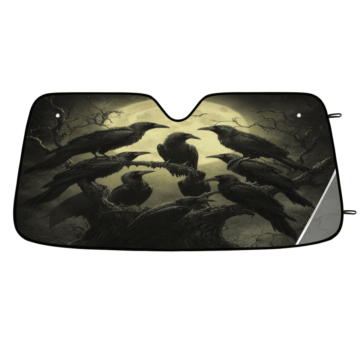 ADECORIVY Black Raven Crow Car Windshield Sun Shade, Front Window