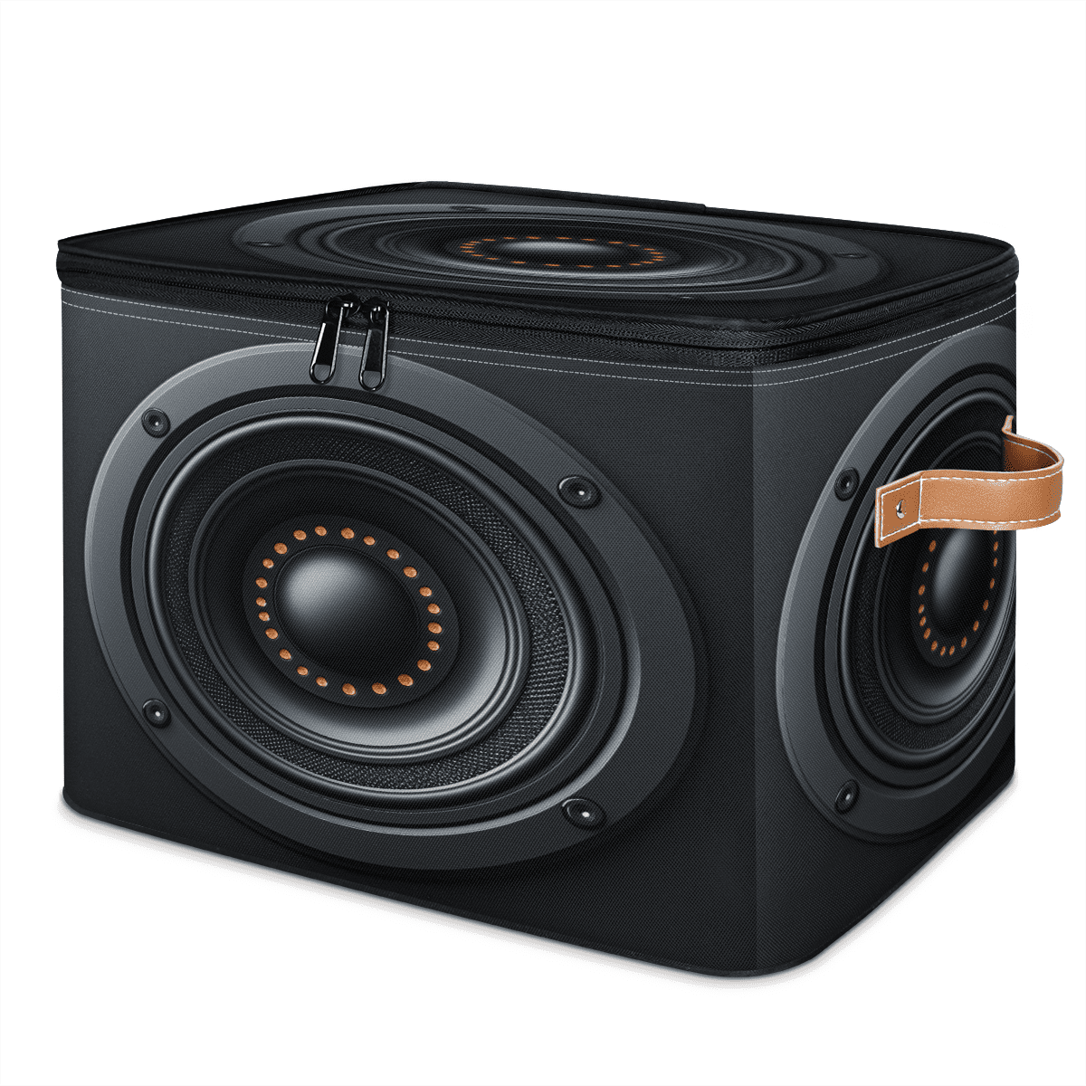 ADECORIVY Black Speaker Storage Bin with Lid Fabric Cool Foldable ...