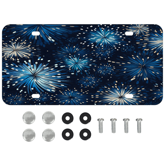 ADECORIVY Blue Fireworks License Plate, Aluminum Decorative Novelty Vanity Tag with 4 Holes, Front Plate for Men Women Car Tag Accessories, 6 x 12 inch
