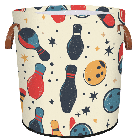 ADECORIVY Bowling Ball Laundry Hamper, Foldable Dirty Clothes Laundry Basket, Sports Waterproof Storage Bin with Handles for Bathroom, Bedroom, Home