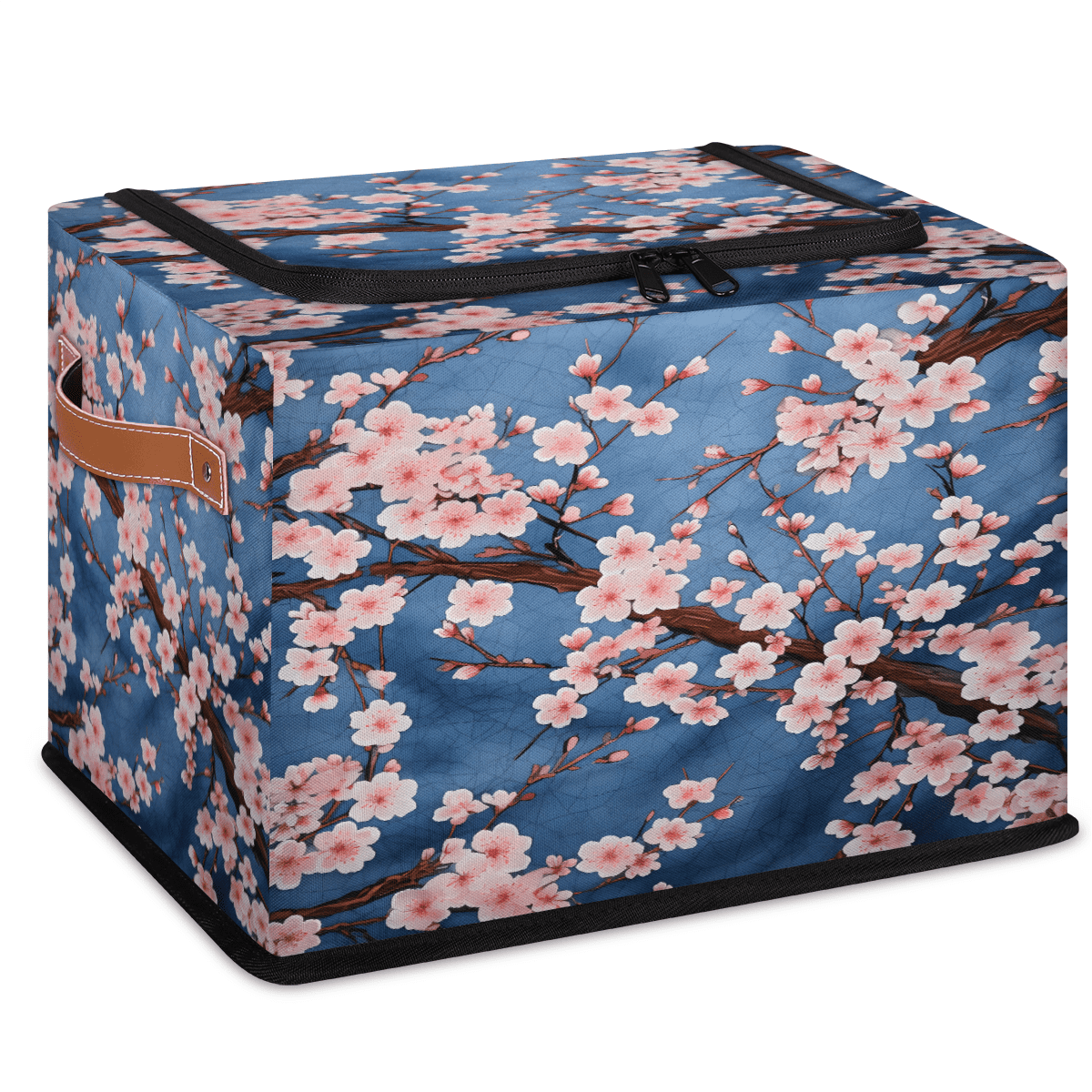 ADECORIVY Branch Cherry Blossom Fabric Storage Bin with Lid, Foldable ...