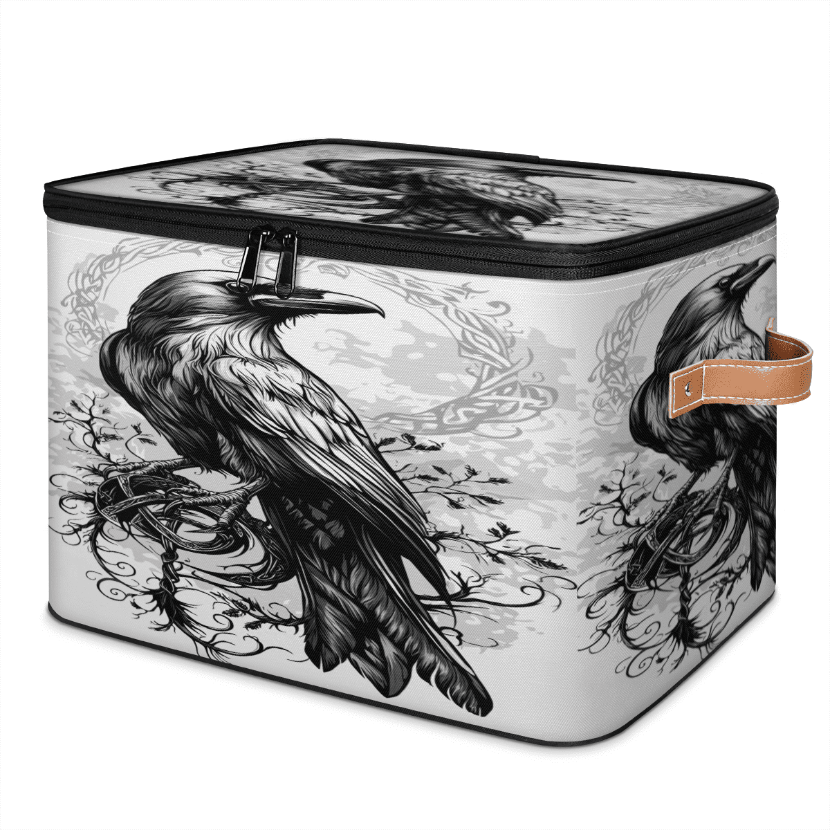 ADECORIVY Branch Crow Storage Bin with Lid Fabric Black Birds Foldable ...