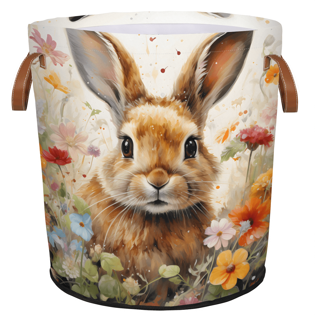 ADECORIVY Bunny Rabbit Flower Laundry Basket, Foldable Laundry Hamper ...