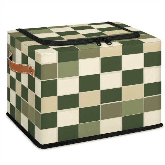 ADECORIVY Checkerboard Fabric Storage Bin with Lid, Decorative Closet ...
