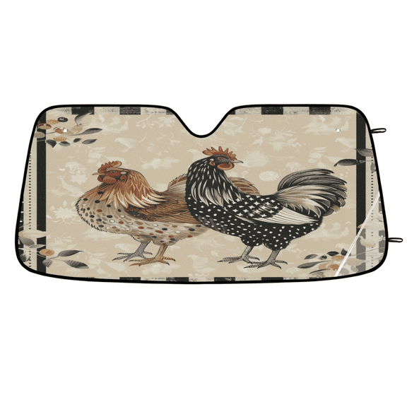 ADECORIVY Chicken Rooster Car Windshield Sun Shade, Front Window Car Sunshade Protector, Foldable UV Rays Sun Shield Visor Protector for SUV Truck Sedan, 55 x 27 in