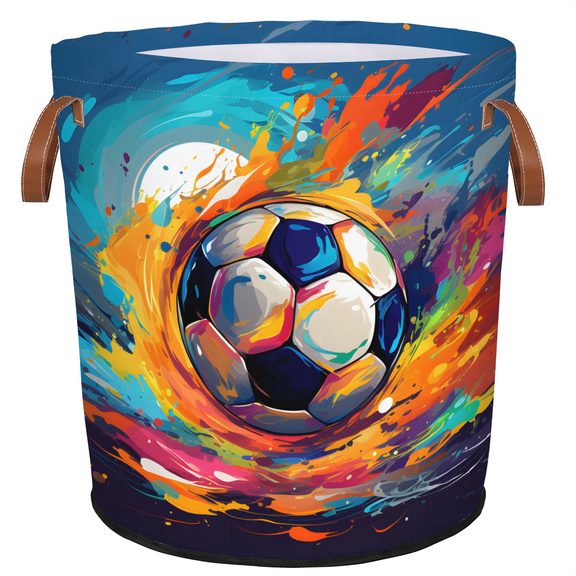 ADECORIVY Colorful Balls Soccer Laundry Basket, Foldable Laundry Hamper, Dirty Clothes Hamper Clothes Organizer Basket for Bathroom, Bedroom, Dorm