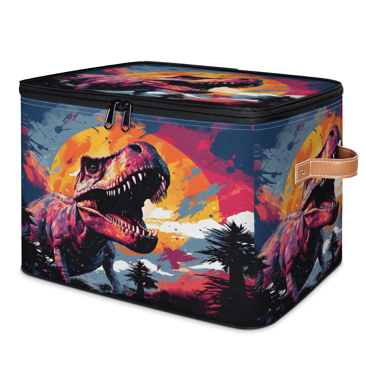 ADECORIVY Colorful Dinosaur Tyrannosaurus Rex Storage Bin with Zipper ...