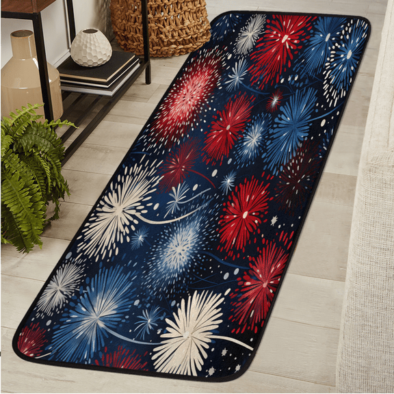 ADECORIVY Colorful Fireworks Design Washable Runner Rug for Hallway 2x6 Kitchen Runner with Non Slip Backing Soft Low-Pile Floor Carpet for Entrance Living Room Bedroom