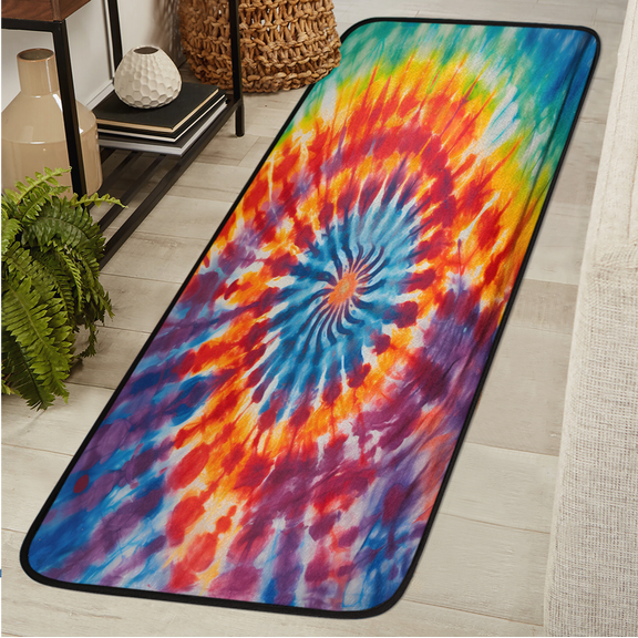 ADECORIVY Colorful Rainbow Tie Dye Swirl Washable Runner Rug for Hallway 2x6 Kitchen Runner with Non Slip Backing Soft Low-Pile Floor Carpet for Entrance Living Room Bedroom