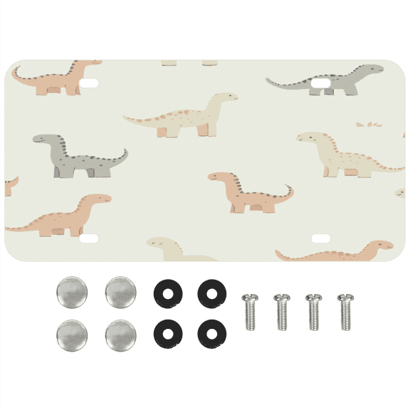 ADECORIVY Cute Dinosaur Front License Plate, Animal Dino Novelty Vanity Tag Aluminum License Plate with 4 Holes, Metal Car Accessory for Men Women, 6 x 12 Inch