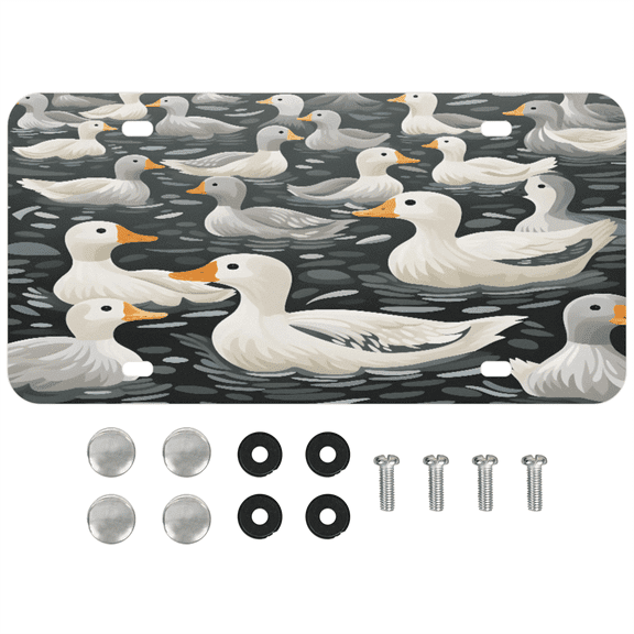 ADECORIVY Cute Duck License Plate, Aluminum Decorative Novelty Vanity Tag with 4 Holes, Front Plate for Men Women Car Tag Accessories, 6 x 12 inch