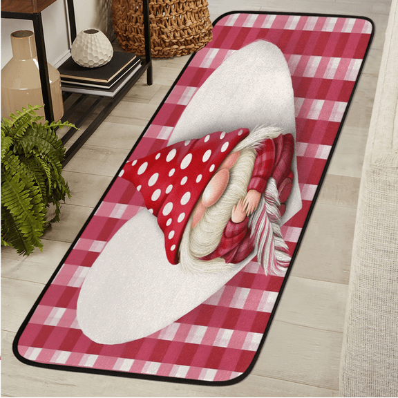ADECORIVY Cute Gnome Washable 2x6 Kitchen Runner Rug Hallway Runner Rug Non-Slip Floor Mat Valentines Day Carpet for Entryway Entrance Living Room Bedroom