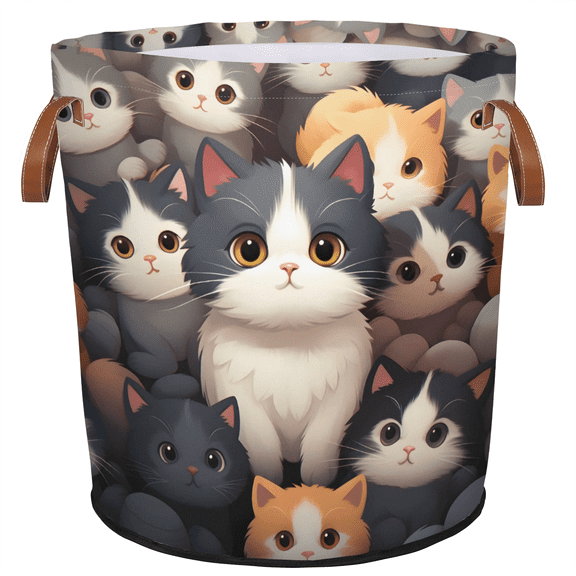 ADECORIVY Cute Kitty Cats Laundry Basket, Foldable Laundry Hamper, Dirty Clothes Hamper Clothes Organizer Basket for Bathroom, Bedroom, Dorm