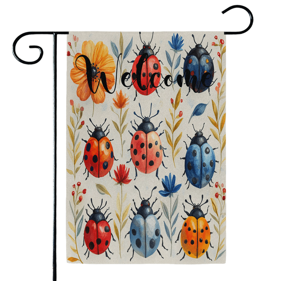Snowy Ladybug ADECORIVY Cute Ladybugs Welcome Garden Flag 12x18 Inch Double Sided ...