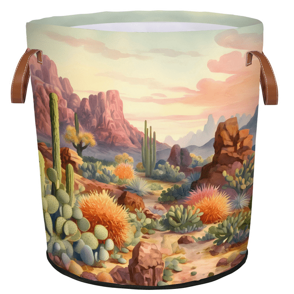 ADECORIVY Desert Plant Cactus Laundry Basket, Foldable Laundry Hamper, Dirty Clothes Hamper Clothes Organizer Basket for Bathroom, Bedroom, Dorm