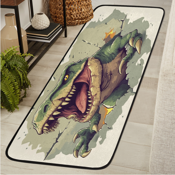 ADECORIVY Dinosaur Washable 2x6 Kitchen Runner Rug Hallway Runner Rug Non-Slip Floor Mat Animal Dino Carpet for Entryway Entrance Living Room Bedroom
